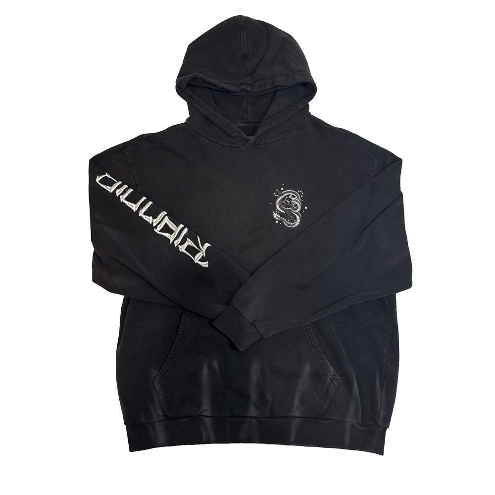 Ripndip Embroidered Graphic Print Dragon Washed Black Hoodie Mens Size Large
